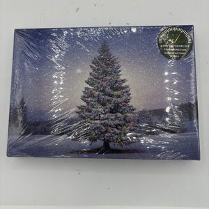 Oak Street Picture Art Canvas Light‎ up 8.25"x 5.875" Christmas Tree Night B4